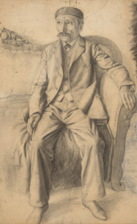 Study of a seated man on a sofa, 1920-1929.