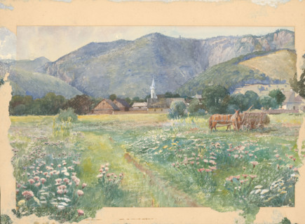 Landscape with a flowering meadow, around 1900.