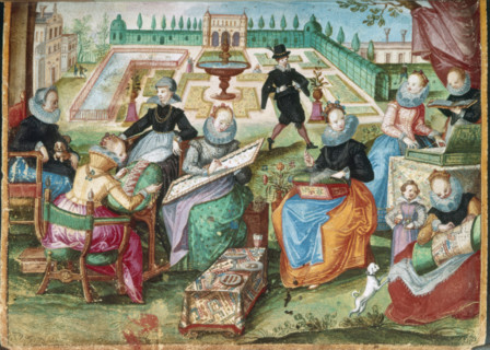 Ladies in a garden embroidering, 1603-1637.  Creator: Gervasius Fabricius.