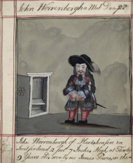 Drawing of John Worrenbergh, of Switzerland, a dwarf of 2 ft. 7 ins..., early 18th century. Creator: James Paris du Plessis.