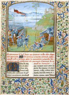 Ceasar and Pompey fighting the Gauls (Book 7), 1473-1476.  Creator: Master of the London Wavrin.