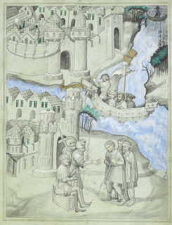 Travellers in the Middle East, c1410-c1420.  Creator: Master of the Mandeville Travels.