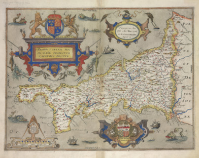 Map of Cornwall, 1579.  Creator: Christopher Saxton.