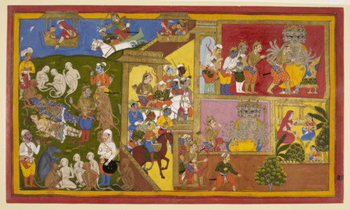 Rama and Lakshmana are bound, 1650-1652.  Creator: Sahib Din.