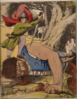 Jack killing the giant, 1845.  Creator: Unknown.