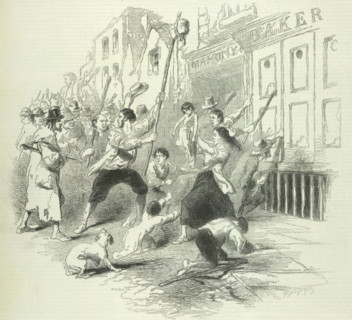 A food riot in Dungarvan, Co. Waterford, Ireland, during the famine, 1846. Creator: Unknown.