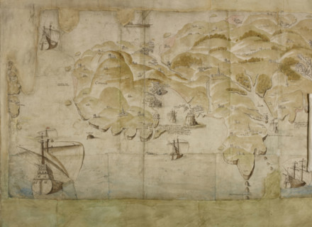 Detail (left-hand end) of a panoramic map of the coast from Land's End to Exmouth..., c1539. Creator: Unknown.