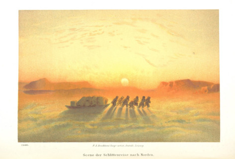 Scene of the sleigh journey to the north, 1873.  Creator: Unknown.