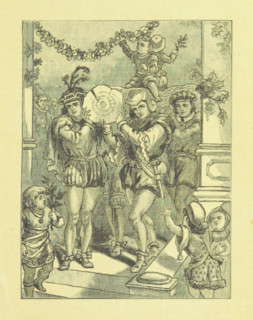 Bringing in the Yule Log, 1885.  Creator: Henry G. Wells.