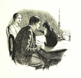 Man and woman with a cat, 1896.  Creator: Unknown.