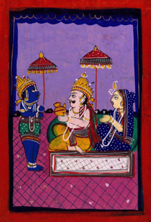 Vamana avatar: Vaman before King Bali and consort. Creator: Unknown.