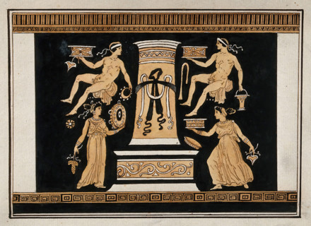 Reverse of the Greek red-figured volute-krater also known as "the Hamilton Vase..., 1760-9. Creator: Augustin Dahlsteen.