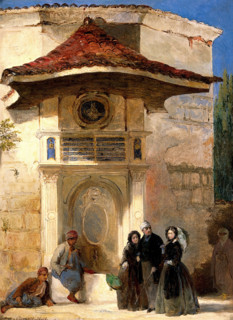 Florence Nightingale with Charles Holte Bracebridge and Selina Bracebridge in a Turkish street, 1859 Creator: Jerry Barrett.