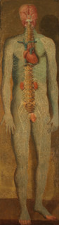 A standing dissected man showing the viscera and blood vessels, with a separate figure of the... Creator: Jacques Fabian Gautier Dagoty.