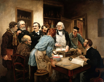 Claude Bernard and his pupils. Creator: Lhermitte, Léon Augustin, 1844-1925 (After).
