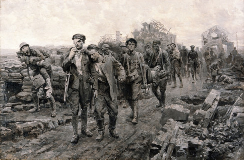 World War I: transport of the wounded. Creator: Ugo Matania.