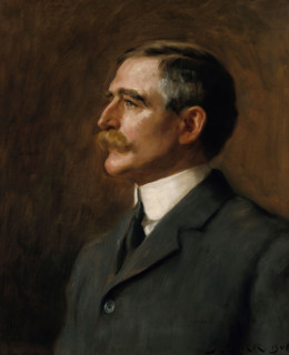 Henry Solomon Wellcome: head and shoulders, 1906. Creator: Hugh Goldwin Riviere.