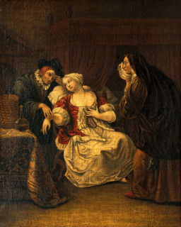 A medical practitioner taking a lady's pulse. Creator: Jan Steen.