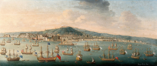 The bay of Naples with the British fleet at anchor, 1 August 1718. Creator: Gaspar Butler.