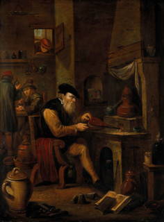 An alchemist in his laboratory, c1680s. Creator: Follower of David Teniers the younger.