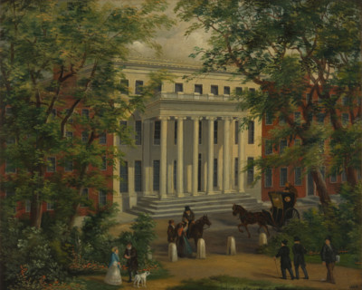 The Royal College of Surgeons of England: the portico from Lincoln's Inn Fields, between 1800 & 1899 Creator: Unknown.