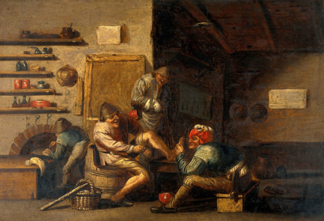 A surgeon operating on a man's foot, c1660s. Creator: Unknown.