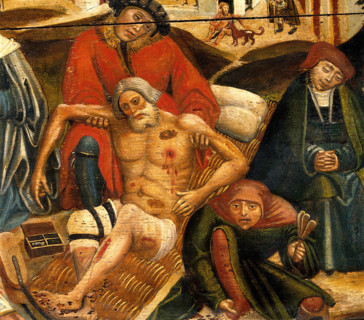 Works of mercy with Dives and Lazarus, c1550. Creator: Unknown.