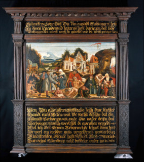 Works of mercy with Dives and Lazarus, c1550. Creator: Unknown.
