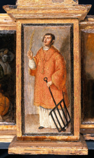 Predella of Saint Laurence with three scenes of Saint Roch, Saint Peter and Christ.., c1580?- 1620?. Creator: Unknown.