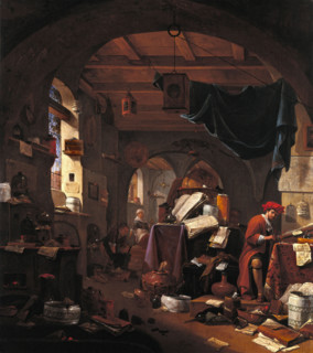 Interior with an alchemist, c1650s. Creator: Thomas Wyck.