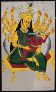 Parvati enthroned nursing Ganesha. Creator: Unknown.