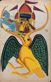 Rama and Sita being carried in the beak of Jatayu, c1880. Creator: Unknown.
