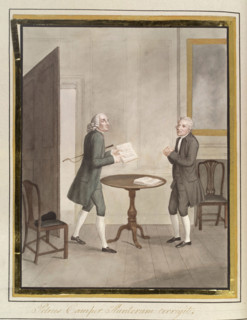 Pieter Camper correcting John Hunter's paper on the hawk, 1822. Creator: Jesse Foot.