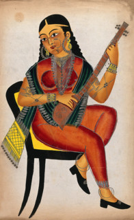 A seated courtesan playing a sitar. Creator: Unknown.