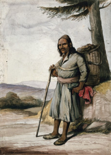 A man of Simla, standing with a panier on his back, 1866. Creator: R Clint.