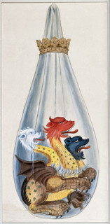 A three headed monster in an alchemical flask, representing the composition of the..., 1900-1909. Creator: Edith Annie Ibbs.