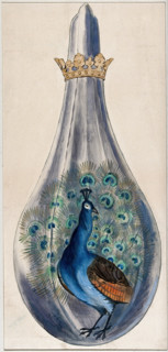 A peacock in a crowned alchemical flask; representing the stage in the alchemical..., 1900-1909. Creator: Edith Annie Ibbs.