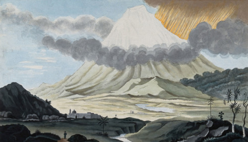 Popocatapetl, Mexico: a flank eruption of the volcano, showing the lateral blast. Creator: Unknown.
