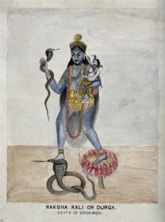 Raksha Kali, a form of the goddess Parvati worshipped for protection against epidemics and drought. Creator: Unknown.