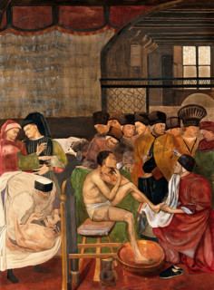 Hospital of Santa Maria della Scala, Siena: physicians and surgeons treating the sick, approx 1912. Creator: Unknown.