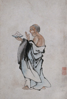A Chinese man holding cakes on a tray, (between 1800 and 1899?). Creator: Unknown.