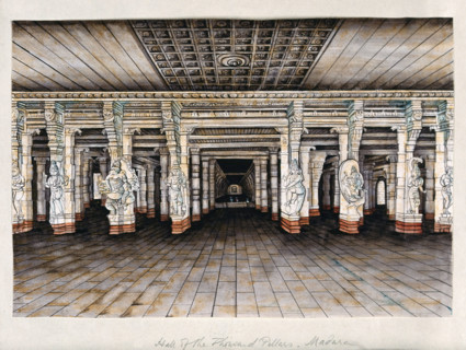Madurai: the hall of a thousand pillars in the Meenakshi temple complex...(between 1800 and 1899?). Creator: Unknown.
