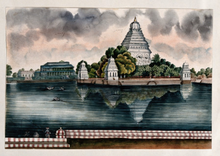 Madurai: a view of the tank and the Judge's house, (between 1800 and 1899?). Creator: Unknown.
