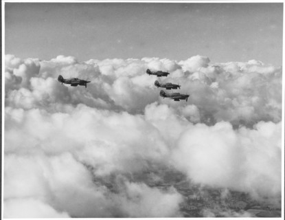 RAF Film Production Unit film still showing a 'hurribomber' in flight, 1942. Creator: Royal Air Force Fim Production Unit.
