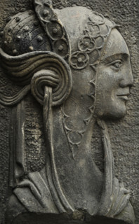 Relief of female figure in profile, house in the old Town, Gsansk, Poland, 2015. Creator: Unknown.