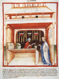 Musk selling, 14th century.  Creator: Unknown.