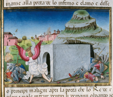 Miniature depicting an angel appearing in the tomb of Jesus and announcing his resurrection...1476.  Creator: Cristoforo De Predis.