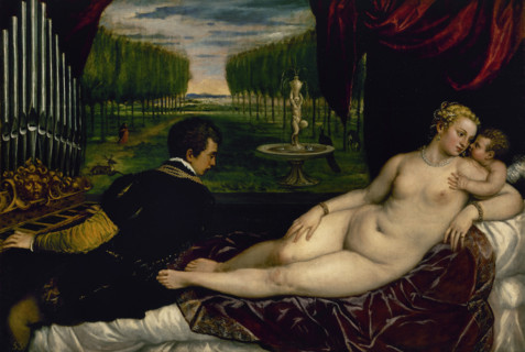Venus with organist and Cupid, c1555.  Creator: Titian.
