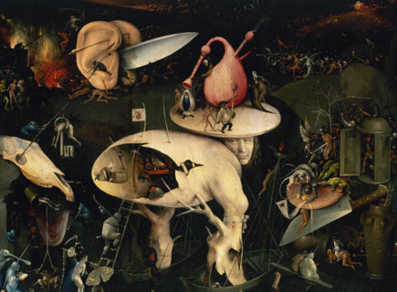 The Garden of Earthly Delights (triptych right panel detail - Hell), 1500-1505.  Creator: Hieronymus Bosch.