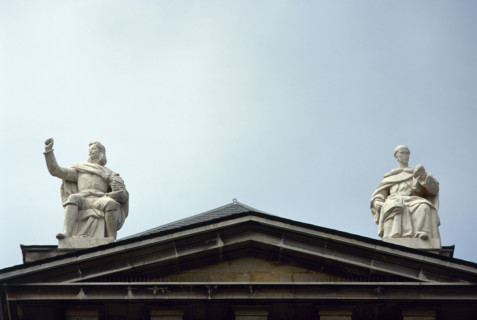 Statues of Francisco de Quevedo and Pedro Calderon de la Barca, Asturias, Spain, 2003. Creator: LTL.
